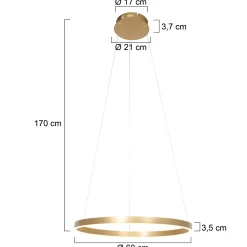 LED-riippuvalaisin Ringlux Ø60 cm, 2 lamppua kulta