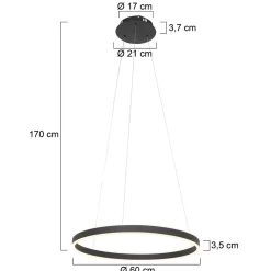 LED-riippuvalaisin Ringlux Ø60 cm, 2 lamppua musta