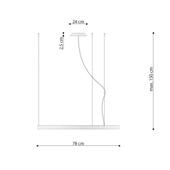 LED-riippuvalaisin Rio 78, vaakasuora, 3 000 K, valkoinen