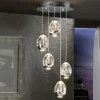LED-riippuvalaisin Rocio, 5fl., pyöreä, metalli, lasi, kromi