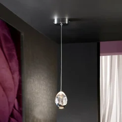 LED-riippuvalaisin Rocio, 1-valo, metalli, lasi, kromi