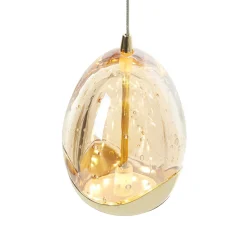 LED-riippuvalaisin Rocio, 5-valo, pyöreä, metalli, lasi, kultainen