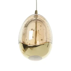 LED-riippuvalaisin Rocio, 5-valo, pyöreä, metalli, lasi, kultainen