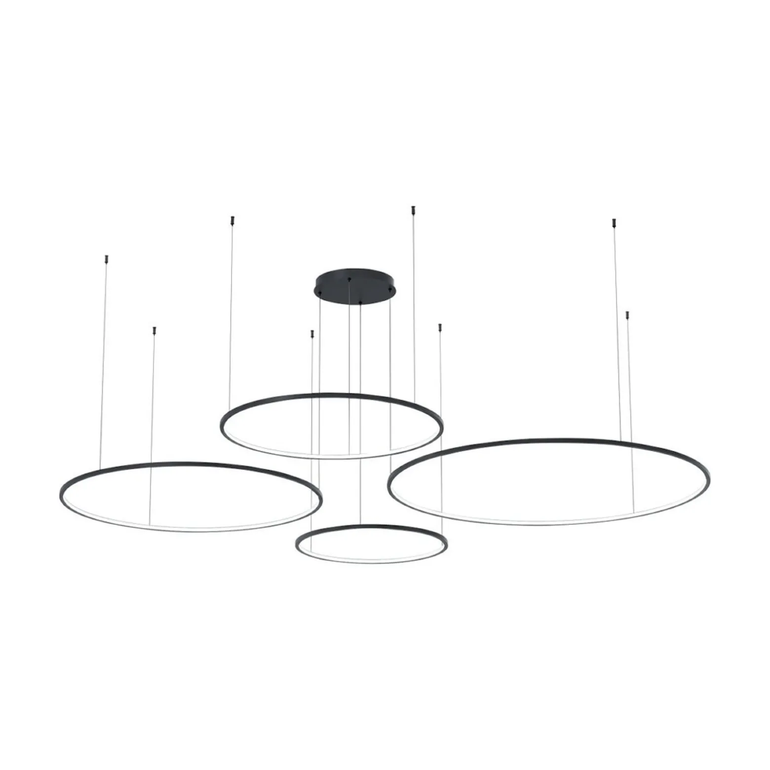 LED-riippuvalaisin Saturno, 4-lamppuinen, musta, metalli, 4000 K