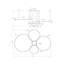 LED-riippuvalaisin Saturno, 4-lamppuinen, musta, metalli, 4000 K