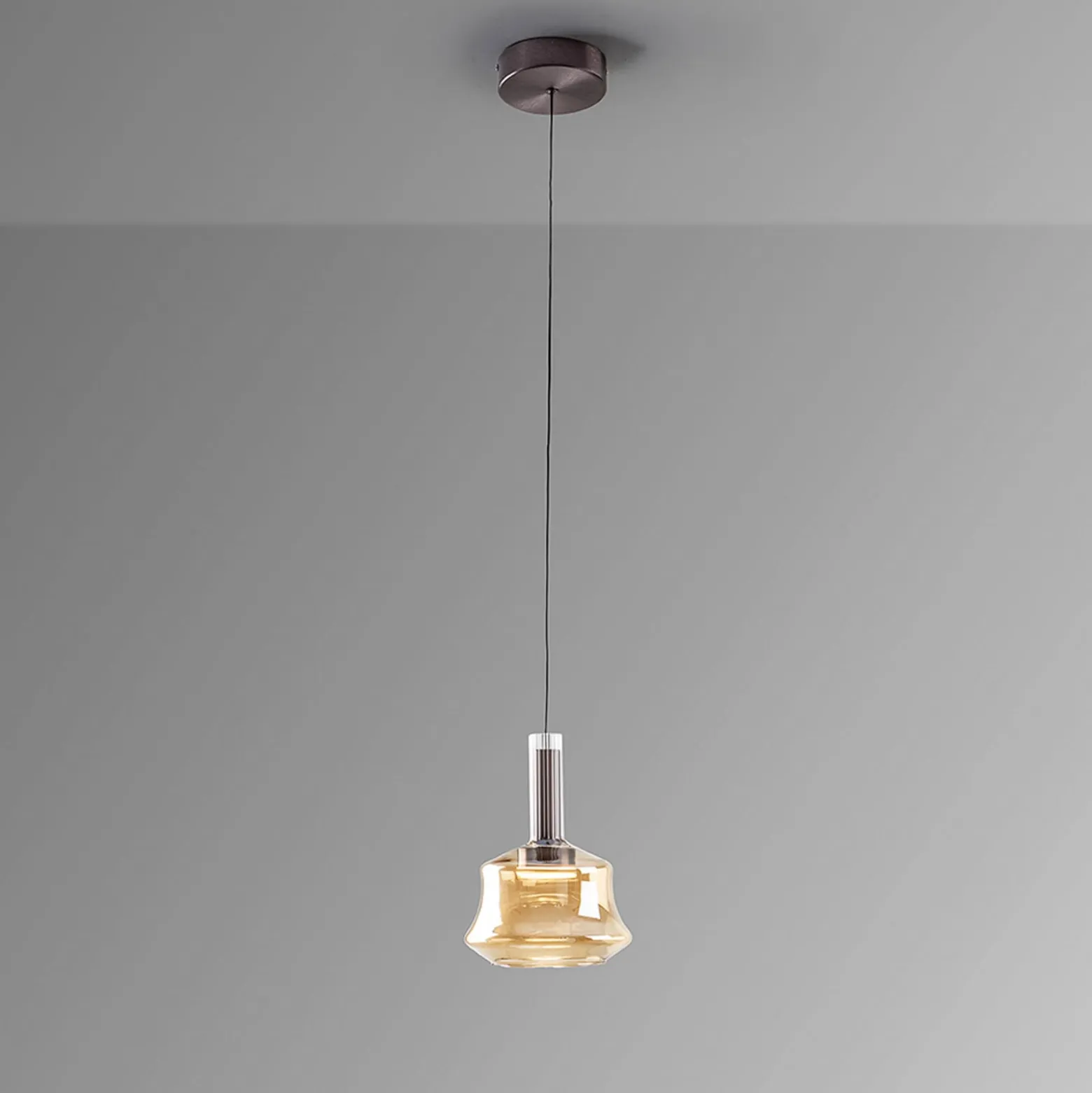 LED-riippuvalaisin Scarlett, keltainen, Ø 18 cm, lasi