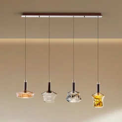 LED-riippuvalaisin Scarlett, värikäs, pituus 108 cm, lasi, 4-lamppuinen.