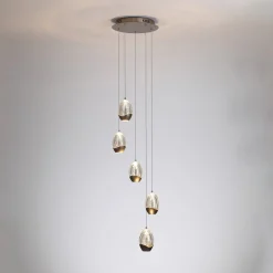 LED-riippuvalaisin Seeds, Ø 30 cm, kermanvärinen, lasi, 5-lamppuinen.