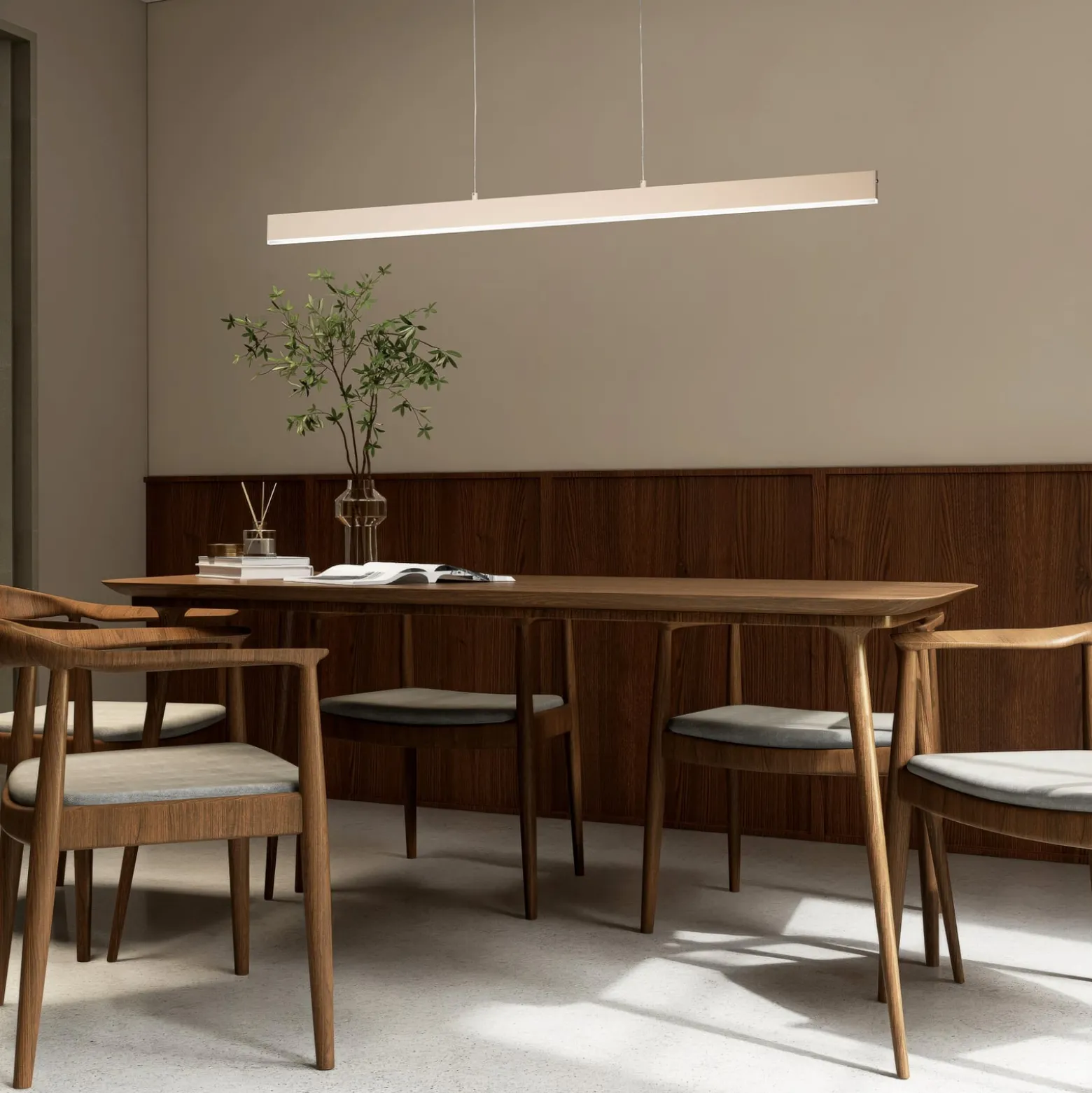 LED-riippuvalaisin Silvano, hiekka, pituus 115 cm, CCT, kosketusdimmeri