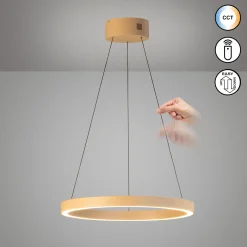 LED-riippuvalaisin Silvio, Ø 60 cm, hiekanvärinen, metalli, CCT