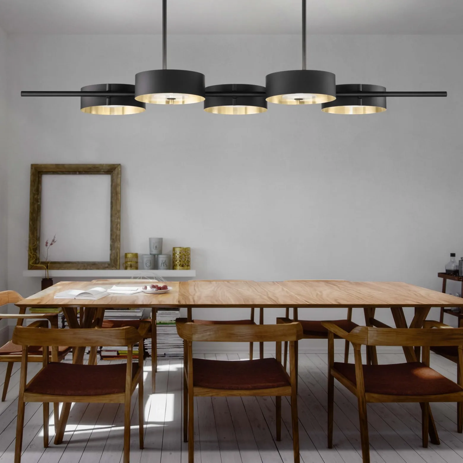 LED-riippuvalaisin Sound, viisivaloinen, musta, Up-&Downlight, ylös- ja