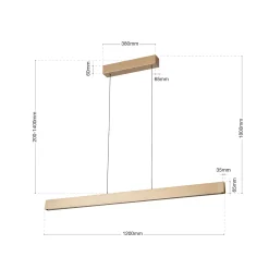 LED-riippuvalaisin Tara, kullanvärinen, pituus 120 cm, alumiinia/terästä