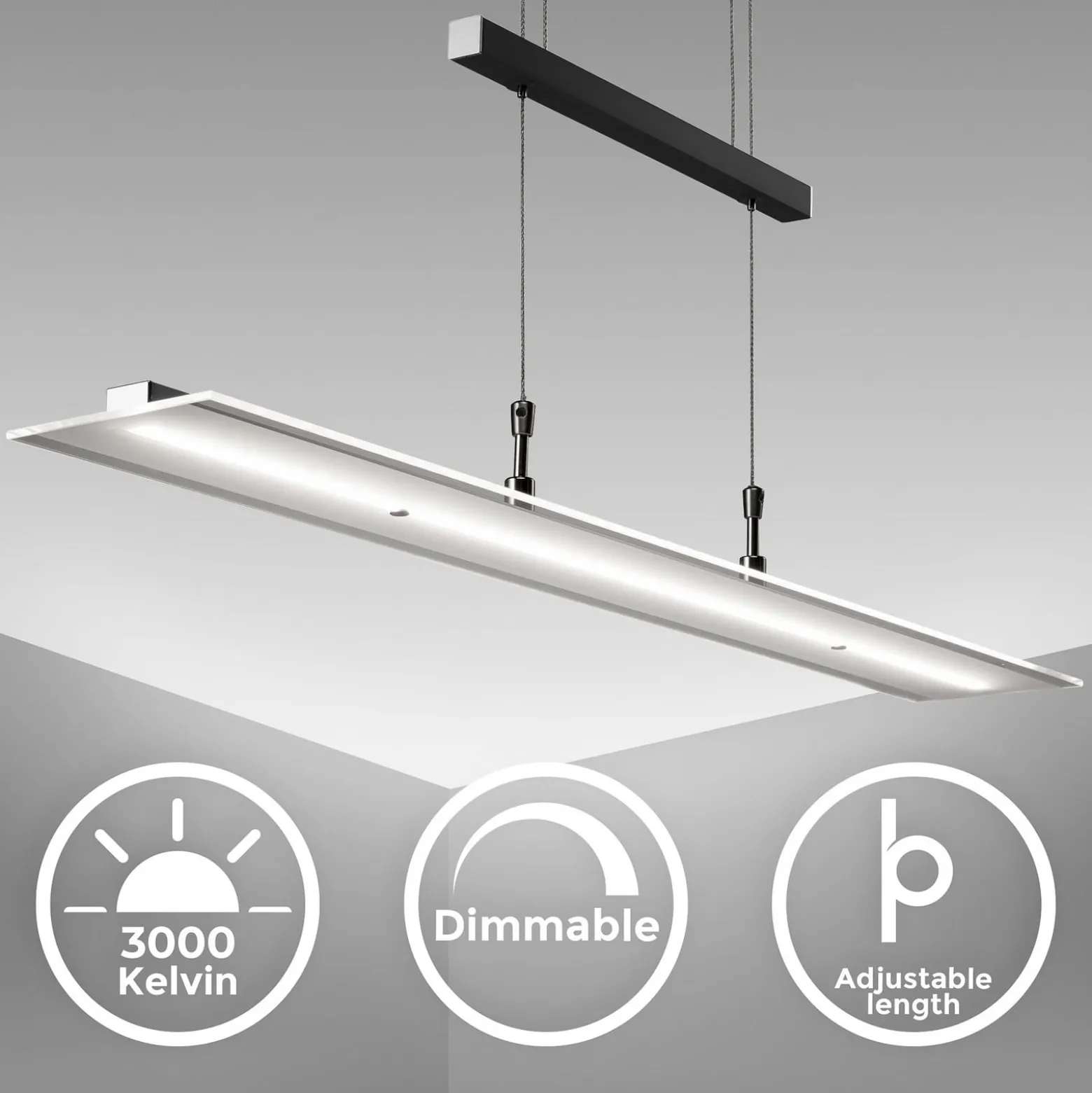 LED-riippuvalaisin Tick musta, lasi, himmennettävä, korkeussäädettävä
