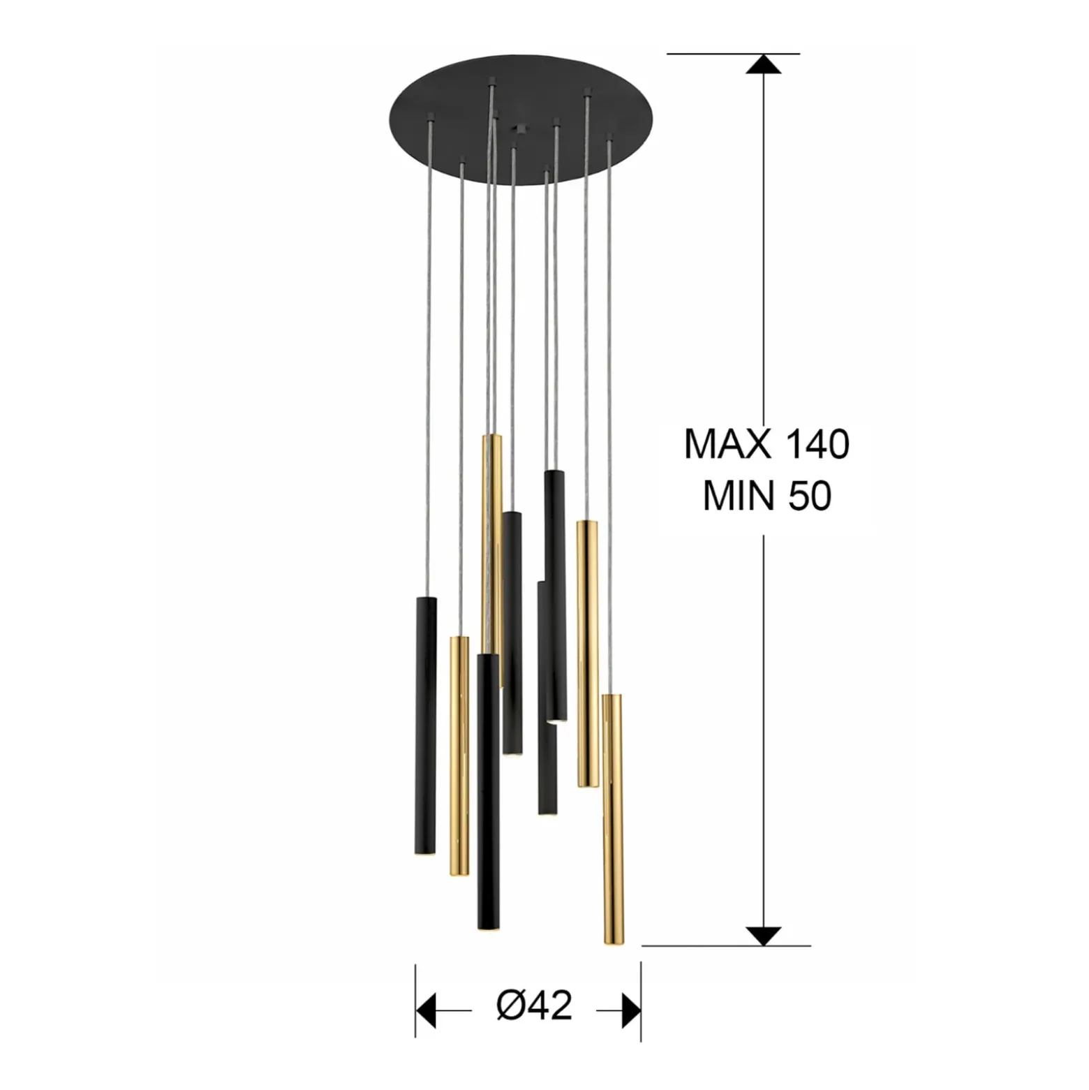LED-riippuvalaisin Varas ohjattava 9x, kulta/musta