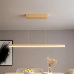 LED-riippuvalaisin Vayana, pituus 114 cm, hiekanvärinen, metalli, CCT