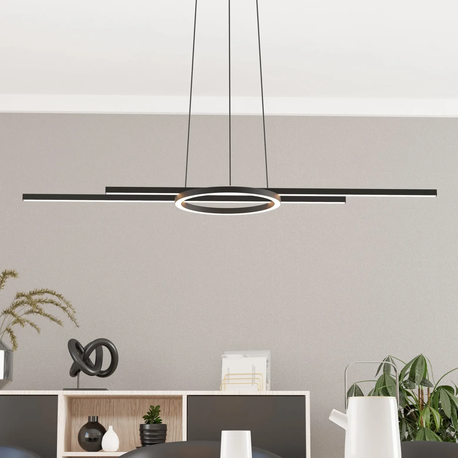 LED-riippuvalaisin Zillerio-Z musta ZigBee CCT himmeä LED-riippuvalaisin