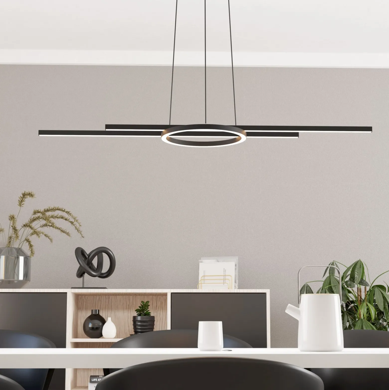 LED-riippuvalaisin Zillerio-Z musta ZigBee CCT himmeä LED-riippuvalaisin
