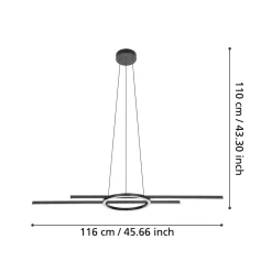 LED-riippuvalaisin Zillerio-Z musta ZigBee CCT himmeä LED-riippuvalaisin