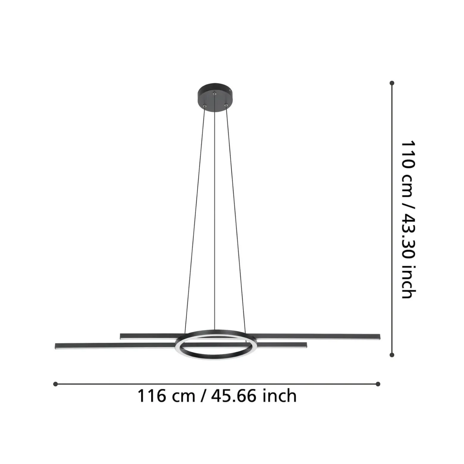 LED-riippuvalaisin Zillerio-Z musta ZigBee CCT himmeä LED-riippuvalaisin