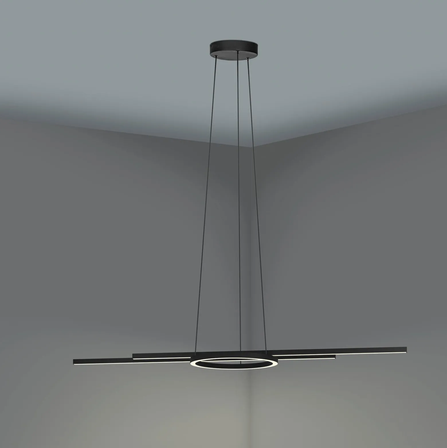 LED-riippuvalaisin Zillerio-Z musta ZigBee CCT himmeä LED-riippuvalaisin