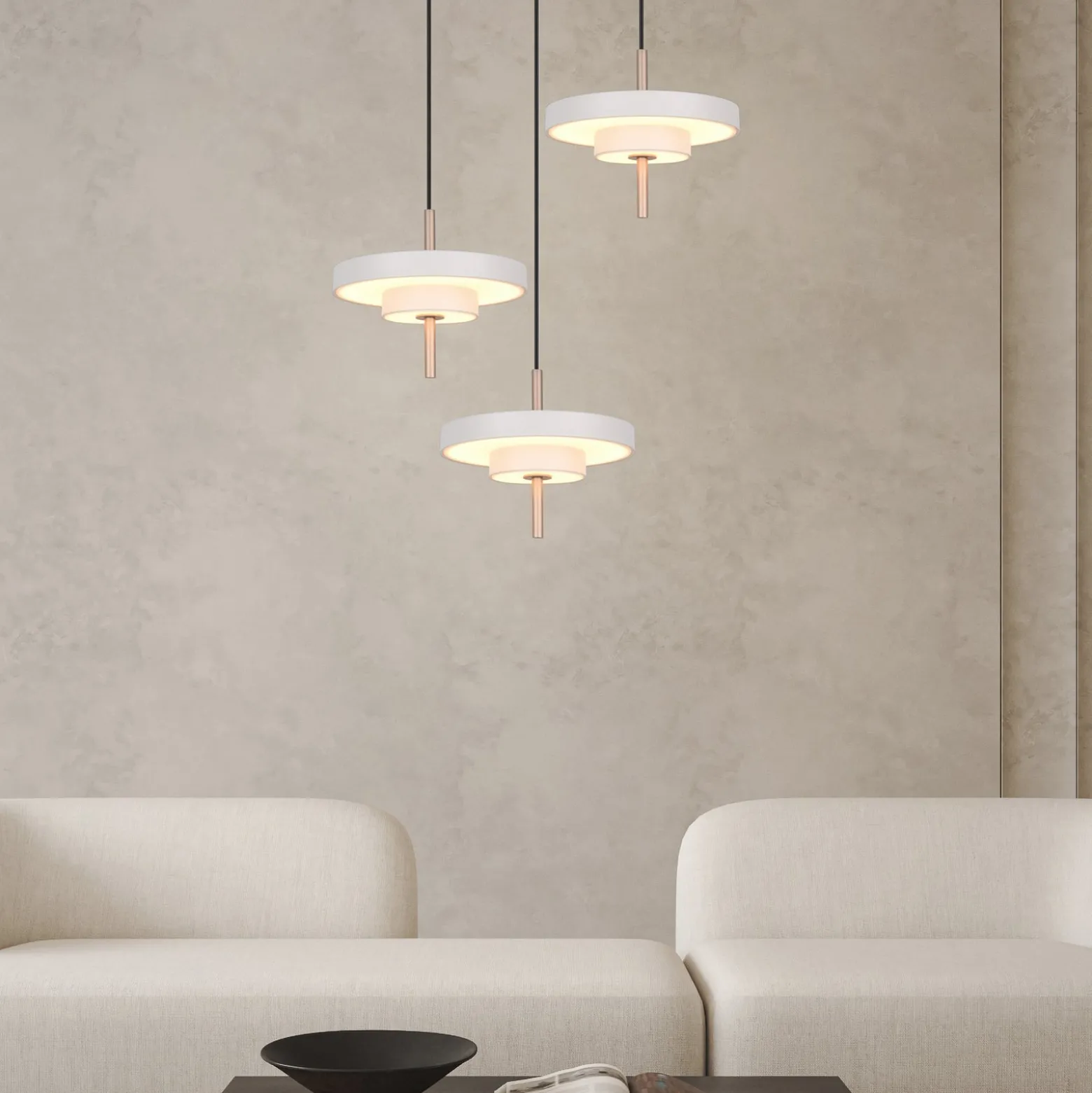 LED-riippuvalo Keaton, vaaleanharmaa, Ø 45 cm, metalli, CCT 3-lamppuinen