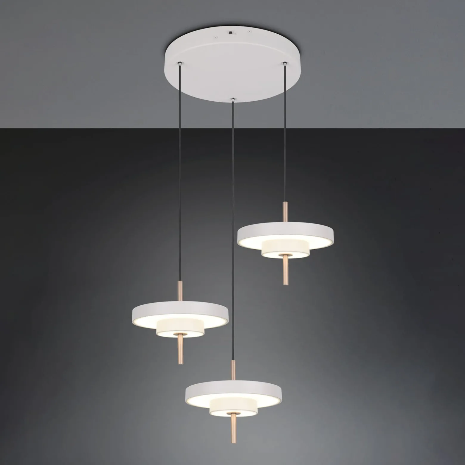 LED-riippuvalo Keaton, vaaleanharmaa, Ø 45 cm, metalli, CCT 3-lamppuinen