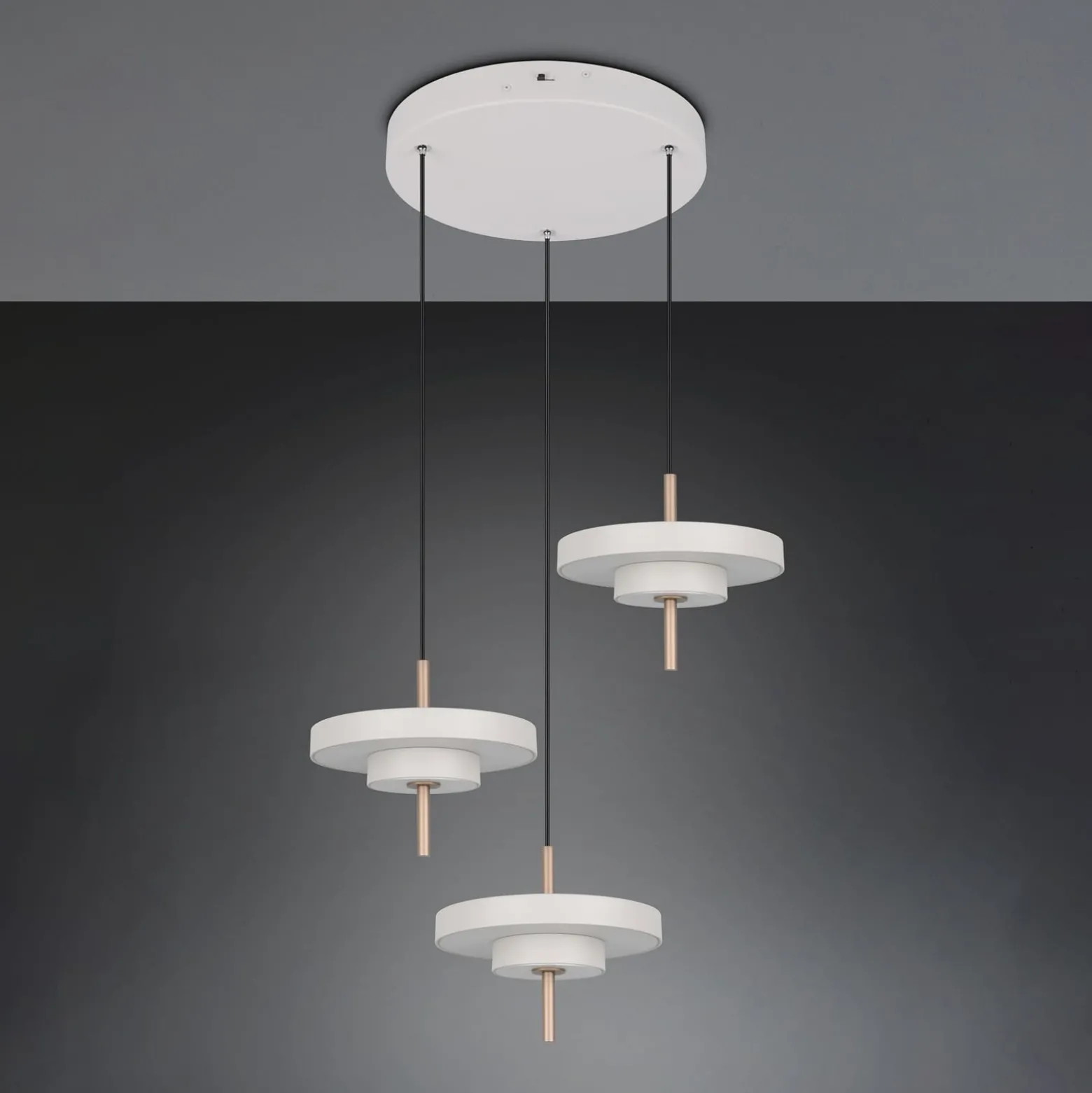 LED-riippuvalo Keaton, vaaleanharmaa, Ø 45 cm, metalli, CCT 3-lamppuinen