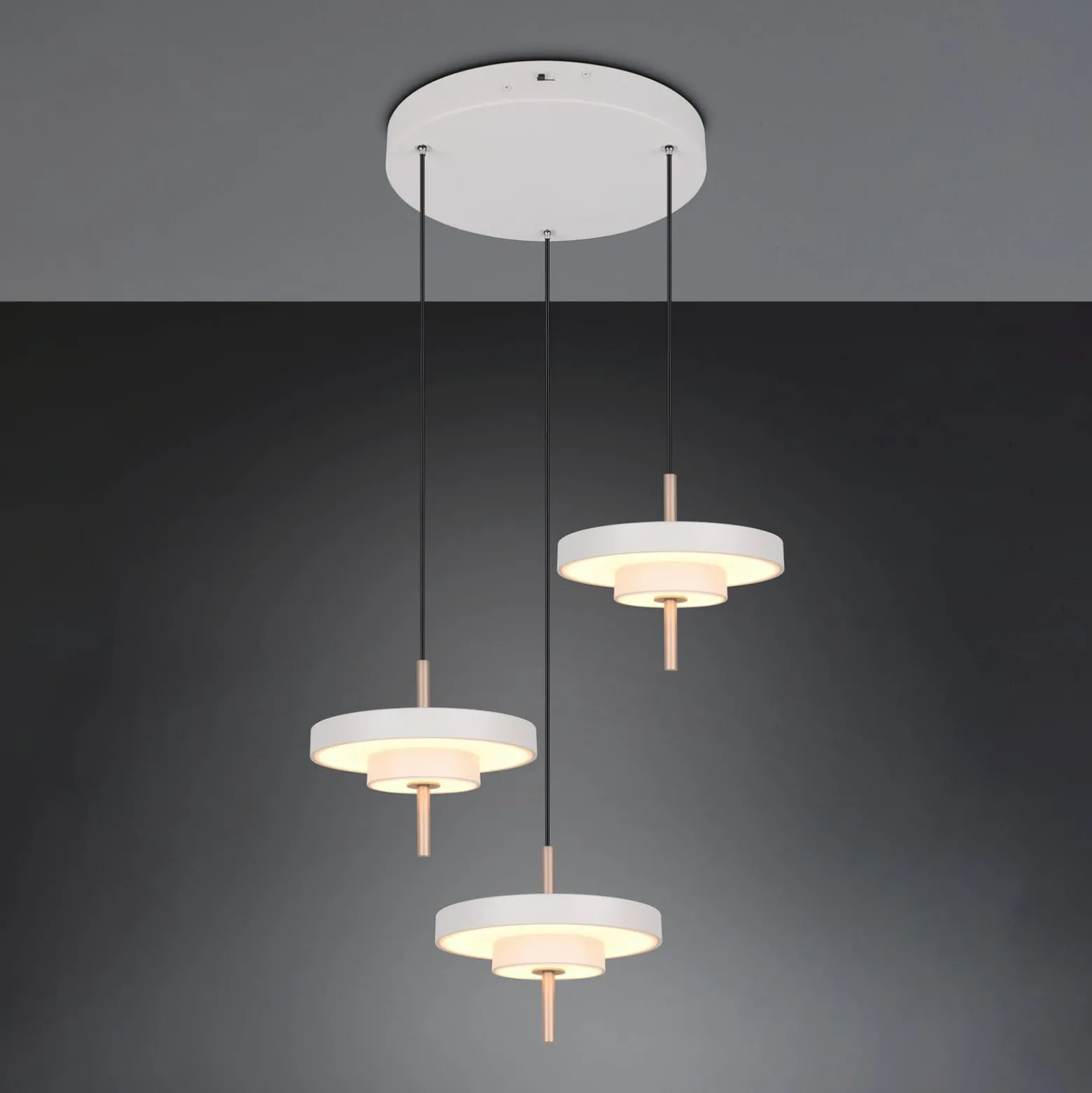 LED-riippuvalo Keaton, vaaleanharmaa, Ø 45 cm, metalli, CCT 3-lamppuinen