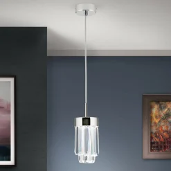 LED-riippuvalo Prism kristallilasia Ø10cm kromi