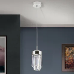 LED-riippuvalo Prism kristallilasia Ø10cm kromi