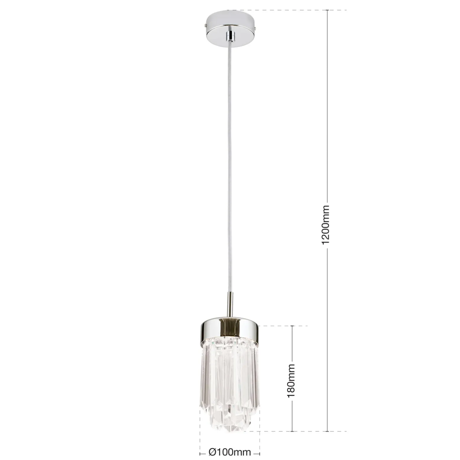 LED-riippuvalo Prism kristallilasia Ø10cm kromi
