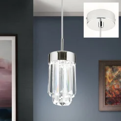 LED-riippuvalo Prism kristallilasia Ø10cm kromi