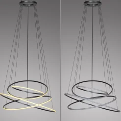 LED-riippuvalo PURE E-Flying Rings, mystic grey, Ø110cm, CCT