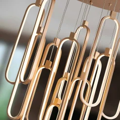 LED-ripustusvalaisin Colette rose gold 14-valo Ø 60cm kaukosäädin kaukosäädin