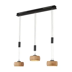 LED-ripustusvalaisin Shine-Wood, tammi/musta Pituus 100 cm 3-valo.
