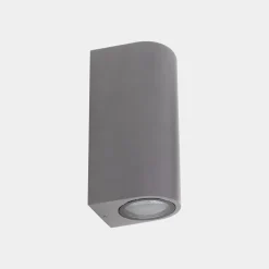 LEDS-C4 Eko Double ulkoseinälamppu, harmaa, leveys 7 cm, alumiini