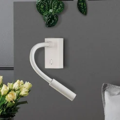 LED-seinään asennettava lukuvalaisin Cio, kytkin, joustovarsi, 930, valkoinen