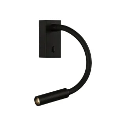 LED-seinään asennettava lukuvalo Cio, kytkin, joustovarsi, 930, musta