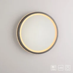 LED-seinäpeili VIDRO, harmaa, Ø 26 cm, powerbank, kytkin