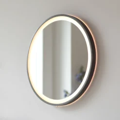 LED-seinäpeili VIDRO, harmaa, Ø 46 cm, powerbank, kytkin