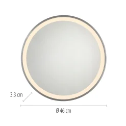 LED-seinäpeili VIDRO, harmaa, Ø 46 cm, powerbank, kytkin