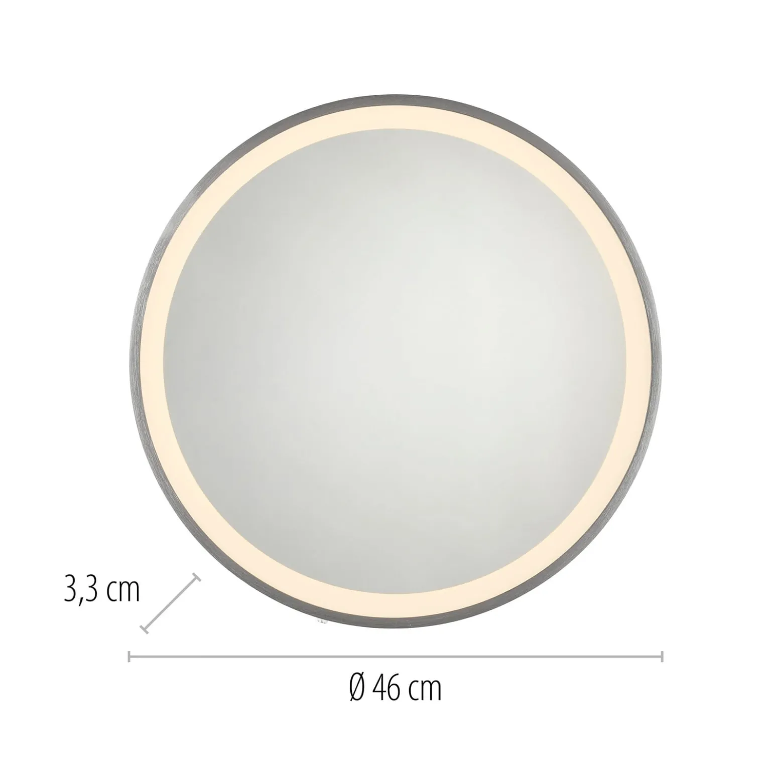LED-seinäpeili VIDRO, harmaa, Ø 46 cm, powerbank, kytkin