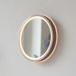 LED-seinäpeili VIDRO, pronssi, Ø 26 cm, powerbank, kytkin