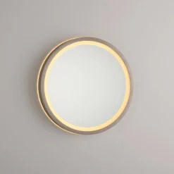 LED-seinäpeili VIDRO, pronssi, Ø 26 cm, powerbank, kytkin