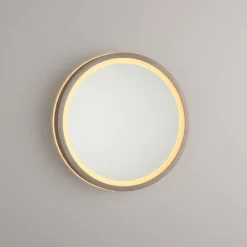 LED-seinäpeili VIDRO, pronssi, Ø 26 cm, powerbank, kytkin