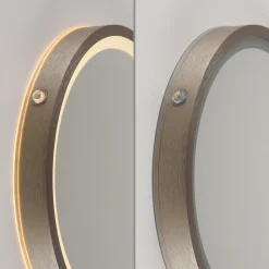 LED-seinäpeili VIDRO, pronssi, Ø 26 cm, powerbank, kytkin