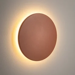 LED-seinävalaisin Aria M, tiilenpunainen, alumiini, Ø 18 cm