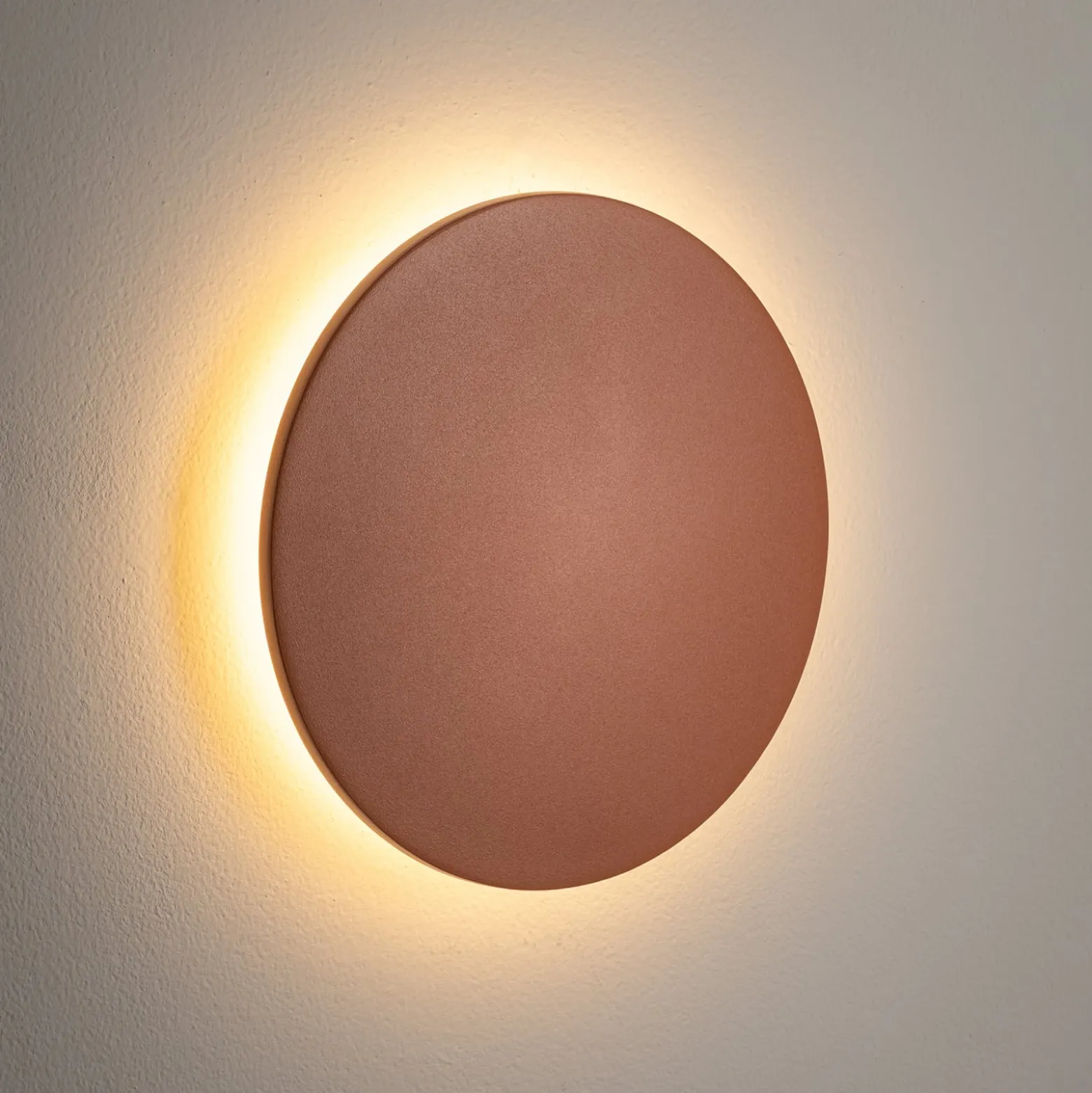 LED-seinävalaisin Aria M, tiilenpunainen, alumiini, Ø 18 cm