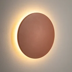 LED-seinävalaisin Aria M, tiilenpunainen, alumiini, Ø 18 cm