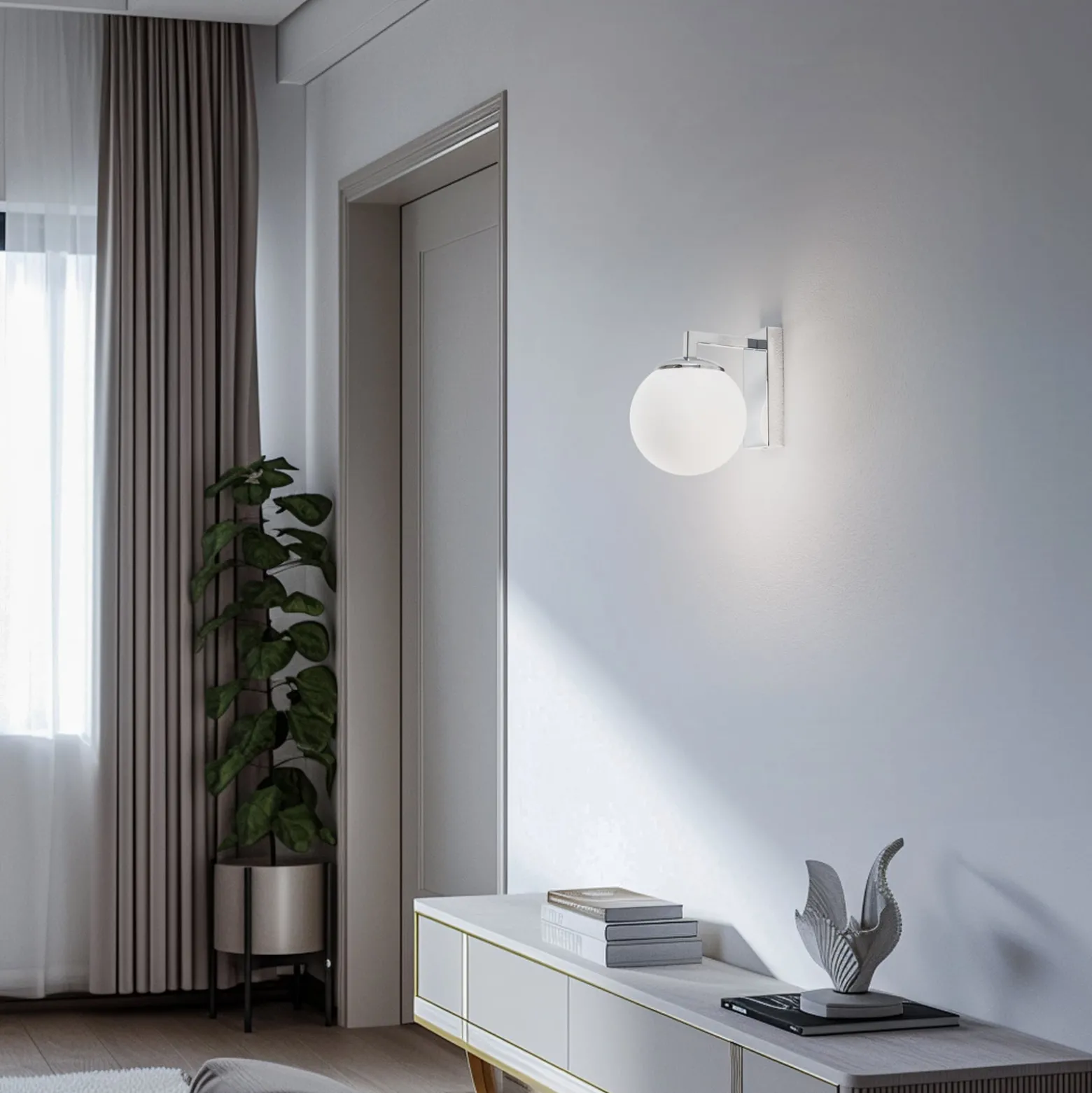LED-seinävalaisin Aseor, lasi, kromi